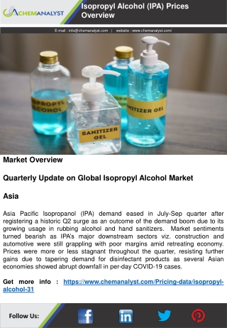 Isopropyl Alcohol Prices, News, Database, Chart, Trend | ChemAnalyst