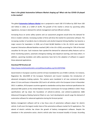 How is the global Automotive Software Market shaping up? What role has COVID-19 played in the market?