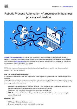 Robotic Process Automation ~A revolution in business process automation