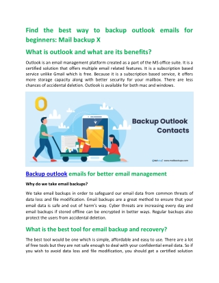 Backup Outlook Emails