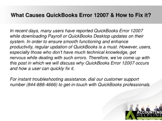 Why QuickBooks Premier Error 12007 error occurs again and again