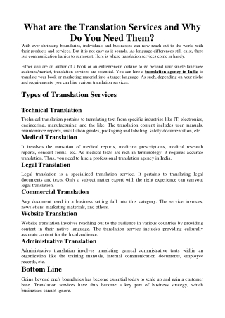 What are the Translation Services and Why Do You Need Them?