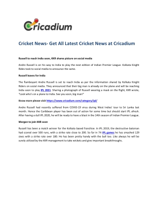 Cricket News- Get All Latest Cricket News at Cricadium