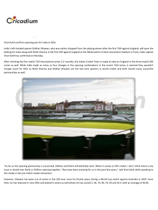 Cricket News- Get All Latest Cricket News at Cricadium