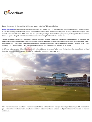 Get All Latest Cricket News at Cricadium