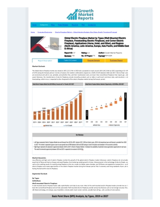Electric Fireplace Market – Global Industry Analysis, Size, Share, Growth, Trends and Forecast