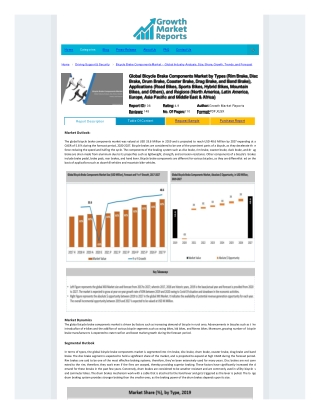 Bicycle Brake Components Market – Global Industry Analysis, Size, Share, Growth, Trends, and Forecast