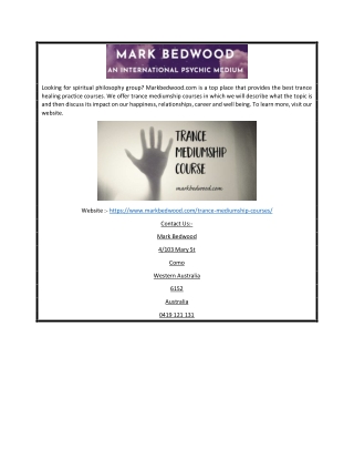 Trance Healing Practice Courses | Markbedwood.com