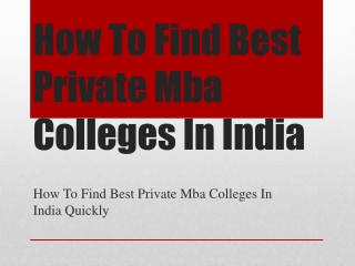 How To Find Best Private Mba Colleges In India Online