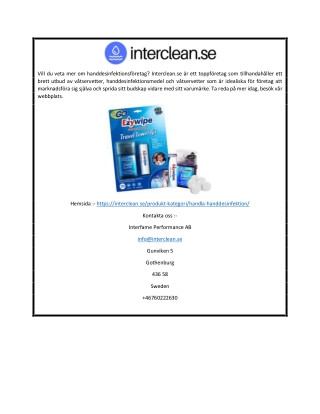 Handdesinfektionsföretag | Interclean.se