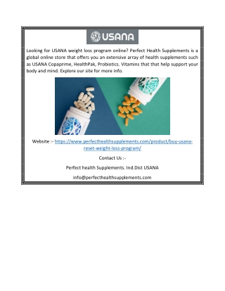 USANA Weight Loss Program | Perfecthealthsupplements.com