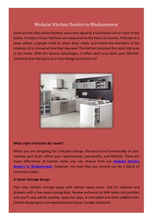 Modular kitchen dealers in Bhubaneswar