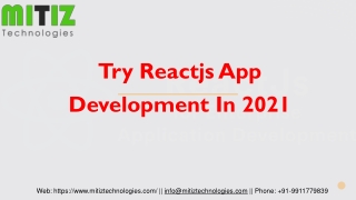 Try Reactjs App Development In 2021
