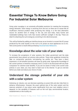 Essential Things To Know Before Going For Industrial Solar Melbourne