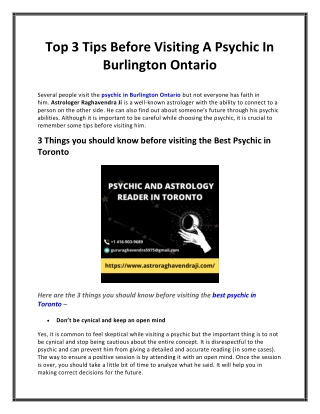 TOP 3 TIPS BEFORE VISITING A PSYCHIC IN BURLINGTON ONTARIO