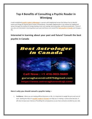 Top 4 Benefits of Consulting a Psychic Reader in Winnipeg
