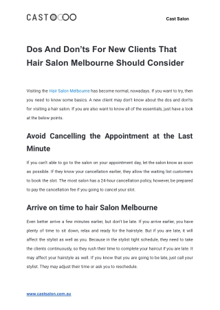 Dos And Don’ts For New Clients That Hair Salon Melbourne Should Consider