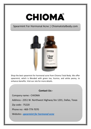 Spearmint For Hormonal Acne | Chiomatotalbody.com