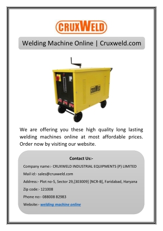 Welding Machine Online | Cruxweld.com