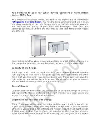 Key Features to Look for When Buying Commercial Refrigeration Units - All So Cool