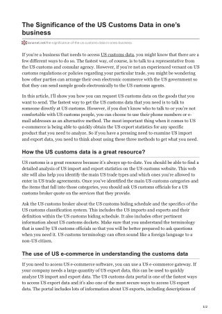 The Significance of the US Customs Data in one’s business