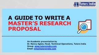 A Guide to write a Master’s Research Proposal
