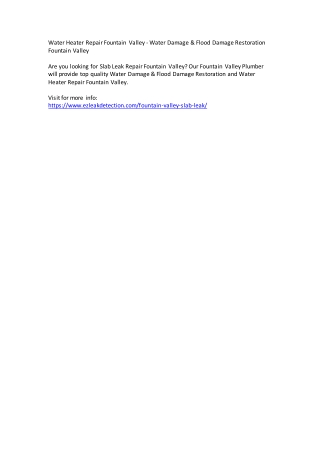 Water Heater Repair Fountain Valley - Water Damage & Flood Damage Restoration Fountain Valley