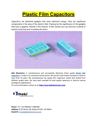 Best Quality Plastic Film Capacitors