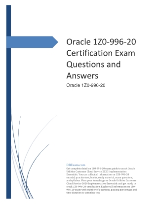 [LATEST] Oracle 1Z0-996-20 Certification Exam Questions and Answers