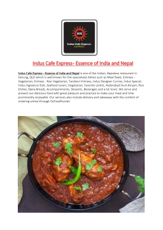 15% Off - Indus Cafe Express Essence of India and Nepal in Geebung QLD