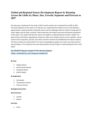 Global and Regional Sensor Development Report by Booming Across the Globe by Share, Size, Growth, Segments and Forecast