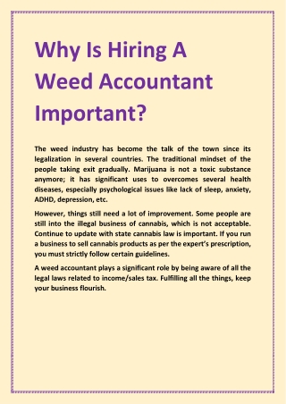 Why Is Hiring A Weed Accountant Important?