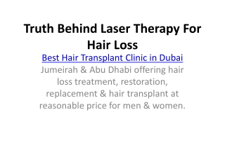 Truth Behind Laser Therapy For Hair Loss