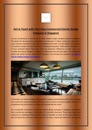 Commercial Interior Design Company in Singapore