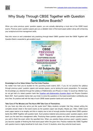 Why Study Through CBSE Together with Question Bank Before Boards?