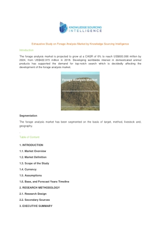 Exhaustive Study on Forage Analysis Market