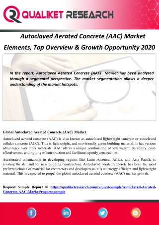 Autoclaved Aerated Concrete (AAC) Market  Elements, Top Overview & Growth Opportunity 2020