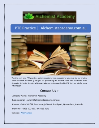 PTE Practice |  Alchemistacademy.com.au