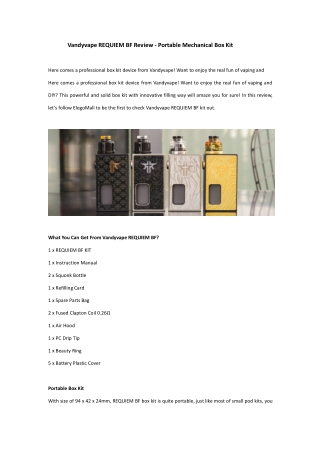 Vandyvape REQUIEM BF Box Kit - Enjoy Easy DIY Vaping