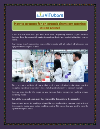 How to prepare for an organic chemistry tutoring session online?