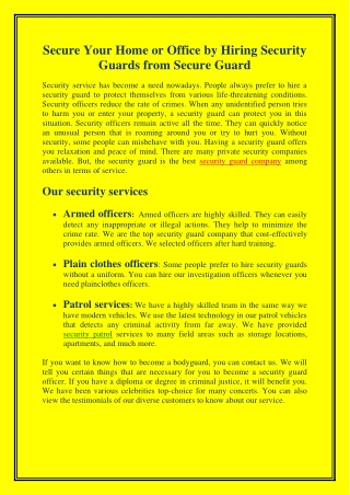 Security Guard Company Southern California