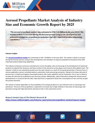 Aerosol Propellants Market Analysis of Industry Size and Economic Growth Report by 2025