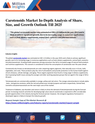 Carotenoids Market In-Depth Analysis of Share, Size, and Growth Outlook Till 2025