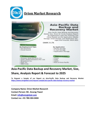 Asia-Pacific Data Backup and Recovery Market Trends, Size, Competitive Analysis and Forecast 2019-2025