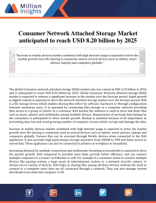 Consumer Network Attached Storage Market anticipated to reach USD 8.20 billion by 2025