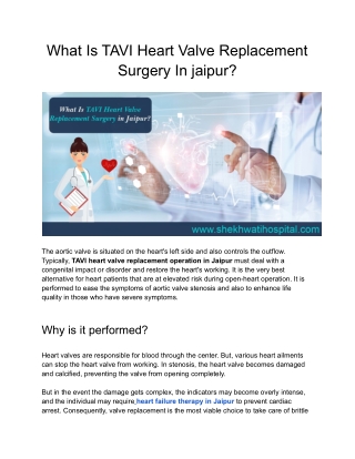 What Is TAVI Heart Valve Replacement Surgery In jaipur?