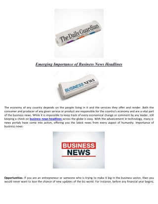 Emerging Importance of Business News Headlines