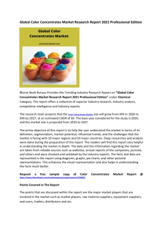 Global Color Concentrates Market Research Report 2021 Professional Edition
