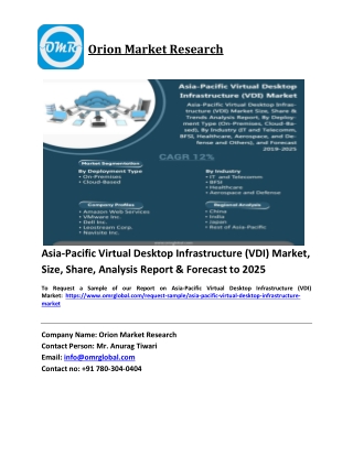 Asia-Pacific Virtual Desktop Infrastructure (VDI) Market Trends, Size, Competitive Analysis and Forecast 2019-2025