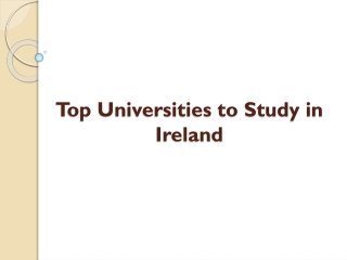 Top Universities to Study in Ireland